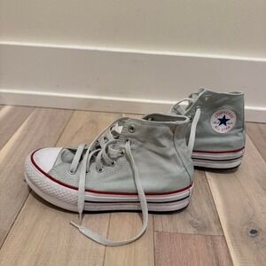Light blue high top Converse trainers Sz 2 #sneakers #converse